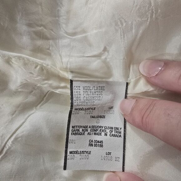 Vtg Wool Cashmere Blend Quiet Luxury Cream Minimalist Jacket Womens Sz 8 Louben - Picture 8 of 9